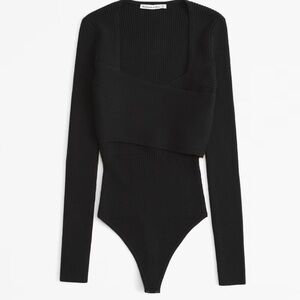 Abercrombie & Fitch Black Ribbed Sweater Bodysuit